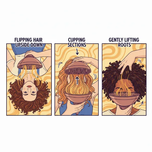 Various techniques for using a diffuser to achieve maximum hair volume and root lift.