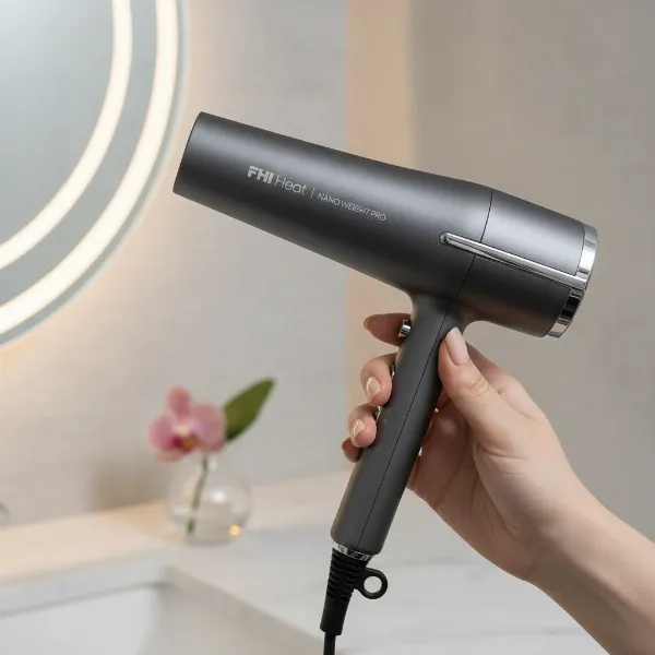 FHI Heat Platform Nano Weight Pro demonstrating its lightweight, ergonomic design for comfortable hair styling